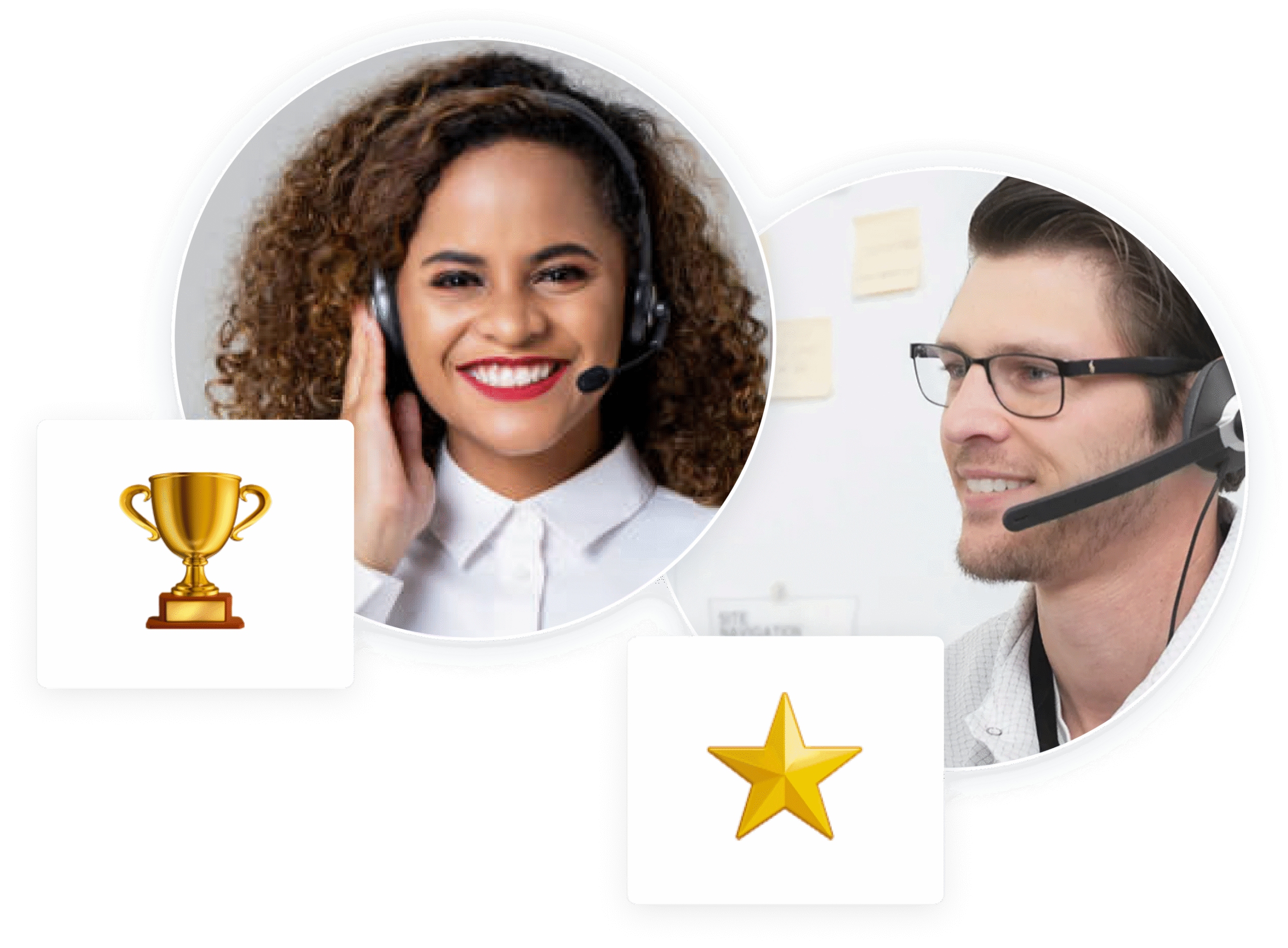 Life insurance agents making calls on headsets